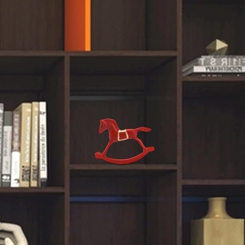 Estatua caballo mecedor de hierro fundido 6.3 pulgadas rojo miniatura 6