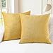 CaliTime Pack of 2 Cozy Throw Pillow Covers Cases for Couch Sofa Home Decoration Solid Dyed Soft Chenille 18 X 18 Inches Gold