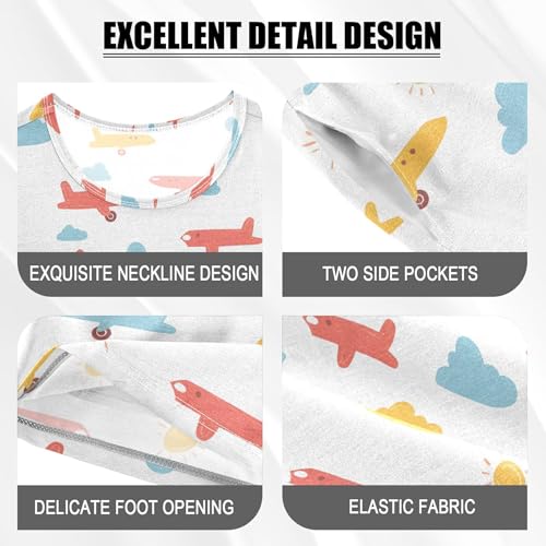 Plane Clouds Cute Pajama Set Pajamas Sleepwear Nightwear Loungewear Clothes Set B04035824