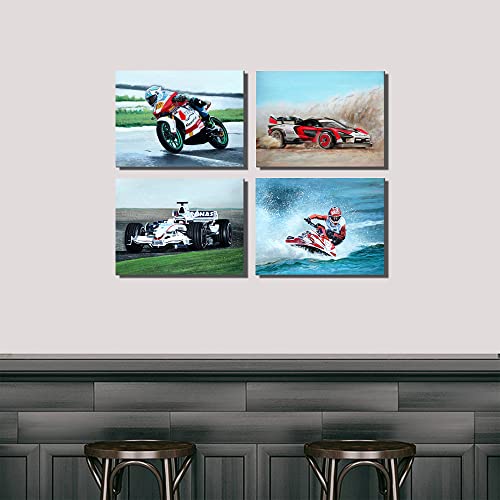 Boys Room Decor Wall Art For Bedroom Car Poster Sports Cars Motorcycle Wall Art For Men Cave Teen Boys Room Decoration Framed Racing Car Art Framed Canvas Print Modern Car Art Gift For Man Boys Or Girls Cool 4Panels #TOP6