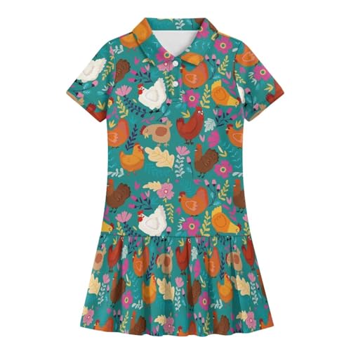 Girls Tennis Outfits Short Sleeve Pleated Skirt Athletic Dress for Kids 5-14 School Activewear4