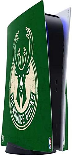 Vista 5 de Skinit Decal Gaming Skin Compatible with PS5 Console - Officially Licensed NBA Milwaukee Bucks Rusted Dark Design