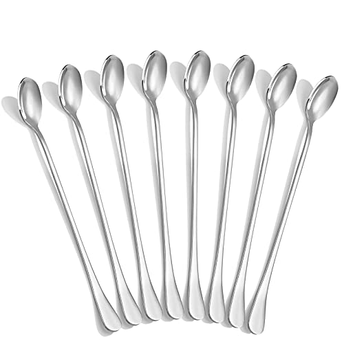 Mutnitt Eisteelöffel mit langem Griff, 22,4 cm, lebensmittelecht, Edelstahl, Cocktail-Rührlöffel, Eislöffel, Rührlöffel, langer Löffel, Dessertlöffel, Milchshake-Löffel Cover
