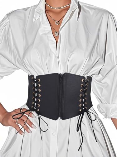 Urieo Zipper Leather Corset Belt for Women2