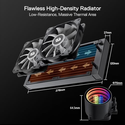 Image of Redragon HL240 ARGB Liquid Cooling System, CPU Water Cooler w / 3300 RPM High-Efficiency Radiator, 20 dBA Quiet, Groovy Infinity Mirror Effect, 2 x 120mm PWM RGB FDB Fans, LGA 1700, AMD AM5 Ready