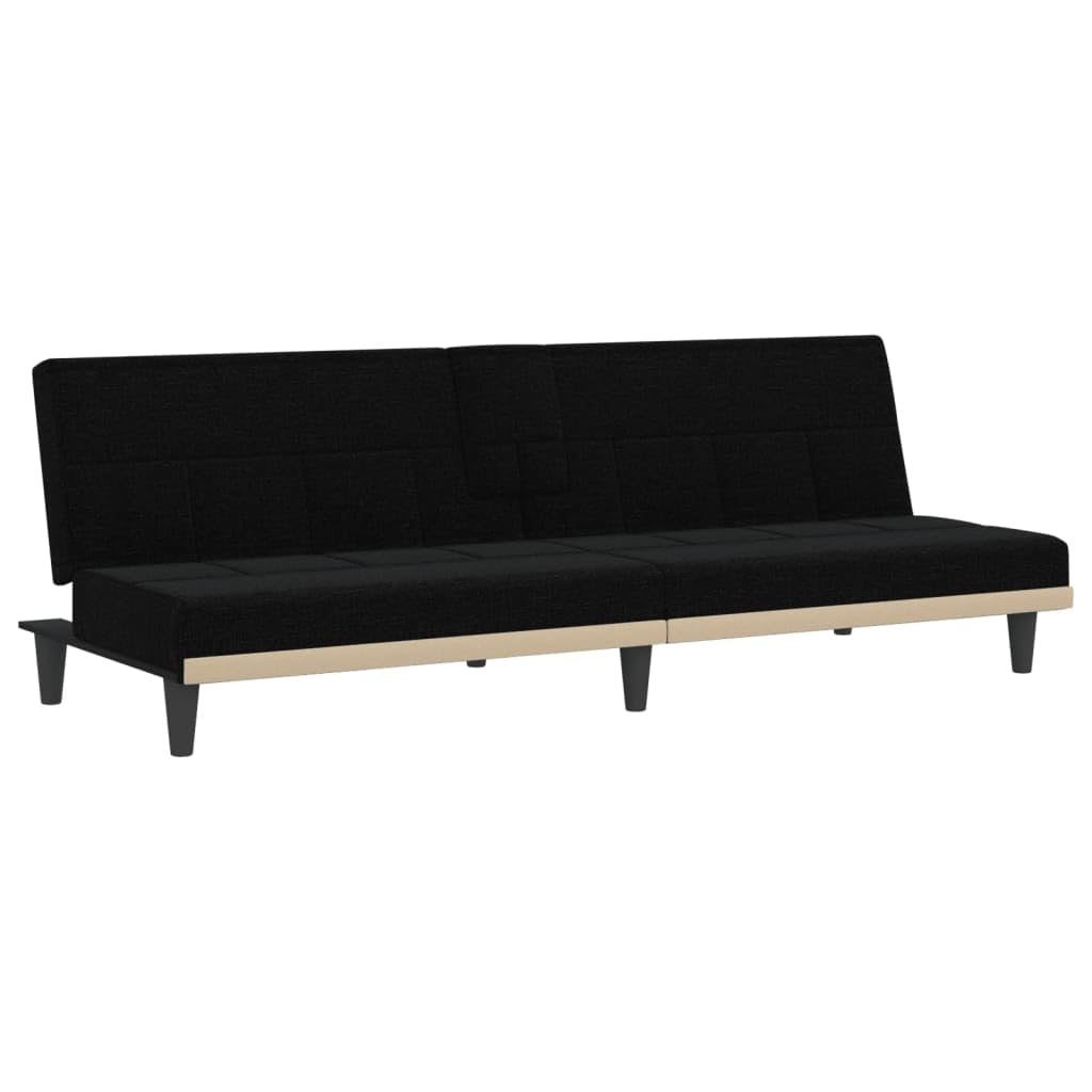 sofás de Dos plazas,Sofa 120 cm,Sofa Cama Dos plazas,Sofá Cama con portavasos Tela negroAdecuado para salón, Dormitorio