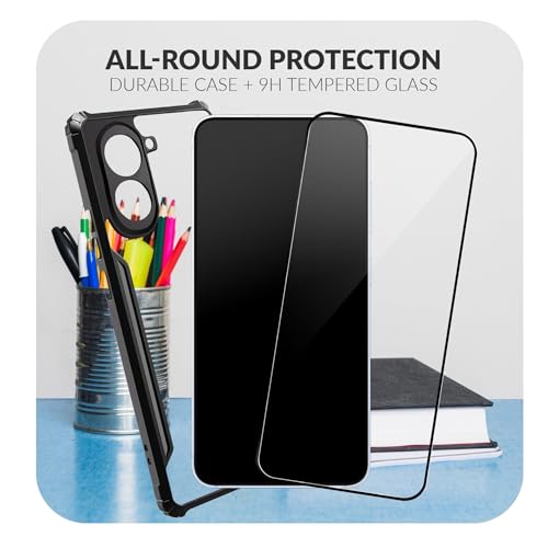 Image of Back Cover Case + Screen Protector for OnePlus Nord CE5 5G | Transparent & Black Mobile Phone Back Case Cover for 1 + OnePlus Nord CE 5 | One Plus Nord CE5 5G TPU & PC Black Case