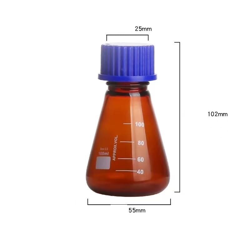 Szklane kolby stożkowe, Trójkątna kolba stożkowa ze szkła borokrzemowego, odporna na wysokie temperatury, 50-1000 ml(Brown 100ml(GL32))
