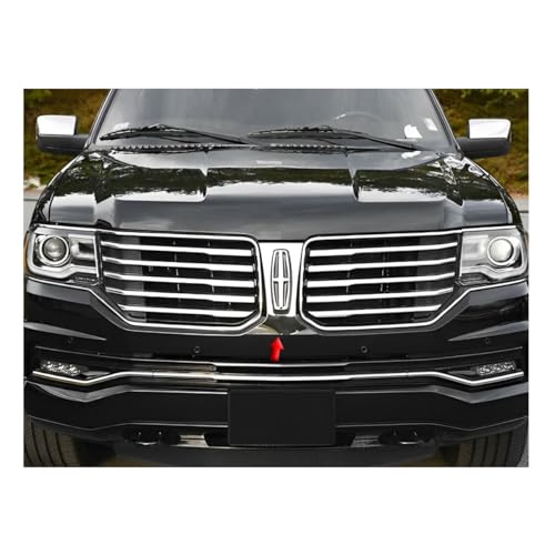 Image of QAA is Compatible with 2015-2017 Lincoln Navigator 1 Piece Stainless Front Grille Accent Trim, Logo Surround SG55655