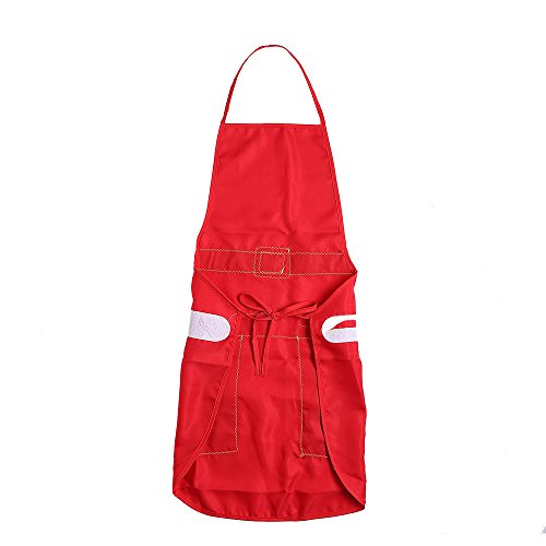 Uten Avental de Natal estilo boneco de neve de Papai Noel para jantar de Natal, cozinhar, vermelho..