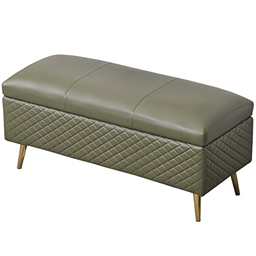 Tabouret de canapé rectangulaire grande capacité de rangement en cuir PU