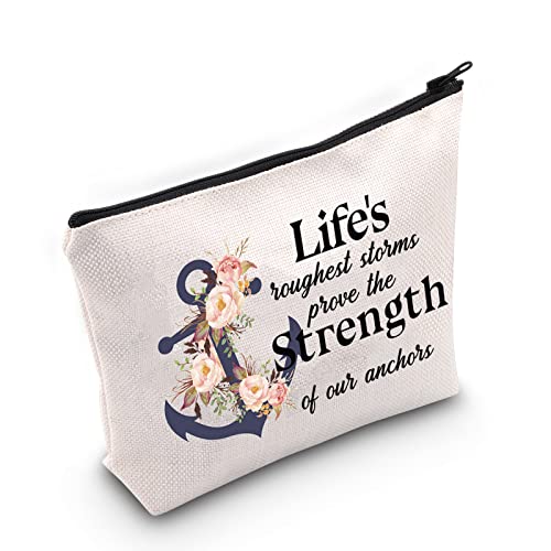 WZMPA Anclajes náuticos bolsa de maquillaje cosmético anclas, regalo inspirador, Life's Roughest, Ajuste Cover