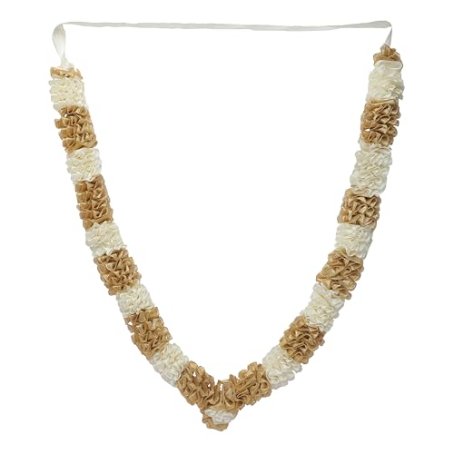 Artificial Mala Ribbon Garland White and Gold 20