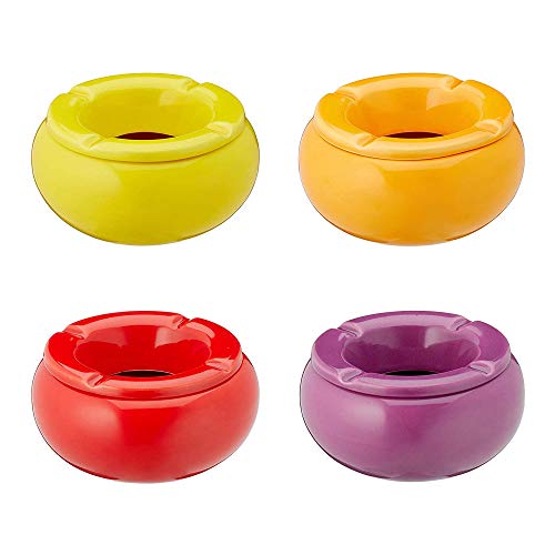 Sturmaschenbecher 4er Set | Ø 11,5cm | Windaschenbecher in 4 Farben | Aschenbecher für Garten und Balkon