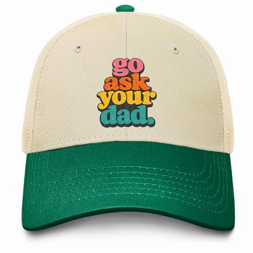 FOGMETROP Go Ask Your Dad Hat Trucker Hat for Men Baseball Hat Funny Birthday Gifts