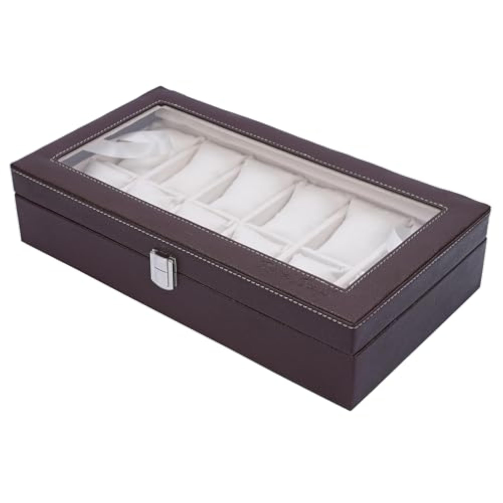PU Leather Transparent Watch Box Case for 12 Slots