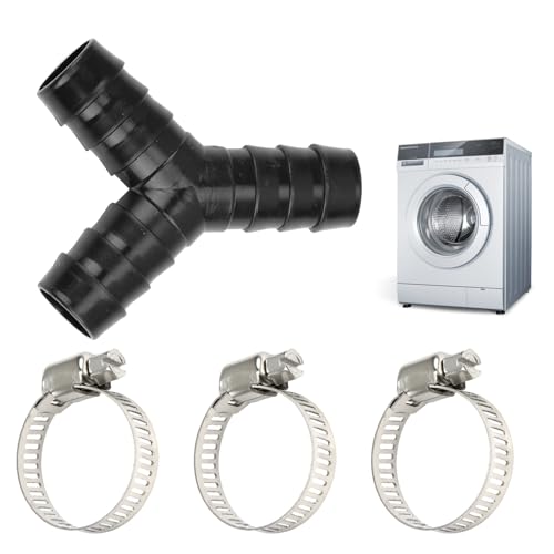Joynine Divisor en Y de 2 Vías para Tubos | Accesorio de Conexión para Lavadoras y Lavavajillas | Incluye Tres Abrazaderas de Sujeción | Resistente al Calor y a Productos Químicos