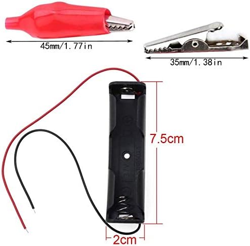 RUNCCI-YUN 14 pcs 18650 Battery Holder 3.7V Battery holder case Plastic battery holderwith Wire Leads battery holderBlack+10pcs Metal Insulation Clip Battery Alligator Clip Clamps