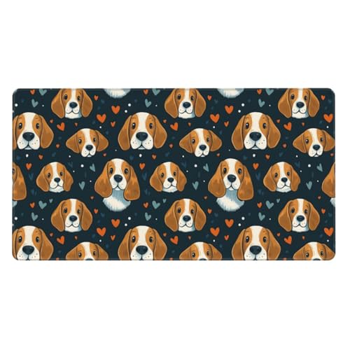 Grande tappetino per mouse da gioco, con stampa di cane beagle, tappetino per scrivania, tappetino per computer portatile, tappetino da scrivania con bordi cuciti, tappetino per mouse per tastiera PC