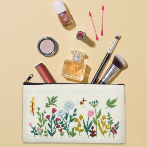 WEBEEDY 3 Sets Complete Flower-Themed Embroidery Makeup Pouch Kit DIY Bag Sewing Set with Floral Water-Soluble Patterns, Embroidery Hoop, Thread, for Beginners Women Birthday Gift,4.72 * 8.07INCH by WEBEEDY - Image 4
