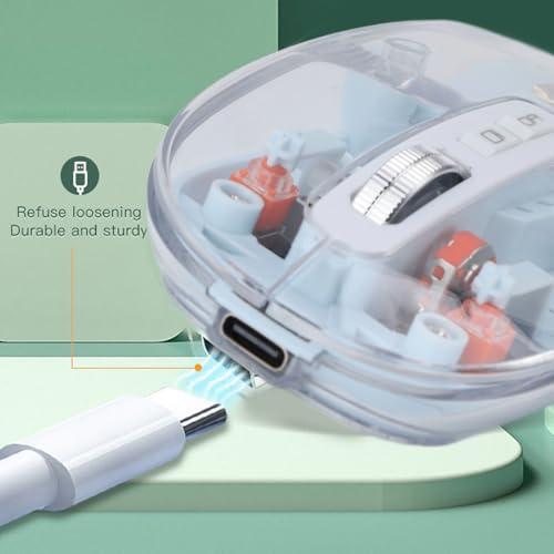 Ratón inalámbrico transparente trimodo 2.4G y bluetooth azul para computadora 2