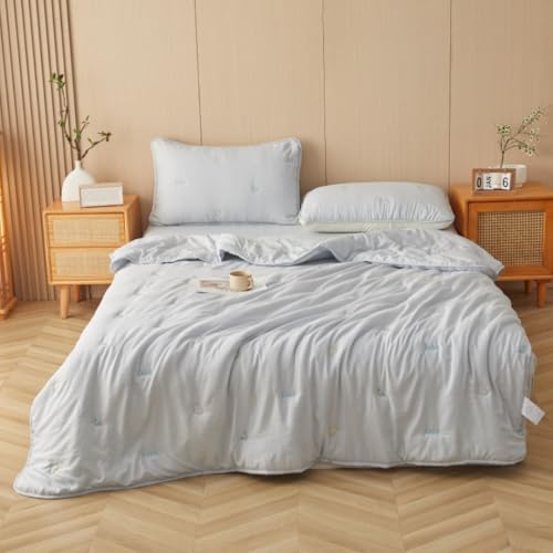 DOTBUY-SHOP Colcha Boutí Cubrecama de Dos Estilo Moderno, 100% Algodón - Suave Ligero y Transpirable, Cama Multiusos para Primavera y Verano Colchas (Azul Claro,100x150cm)