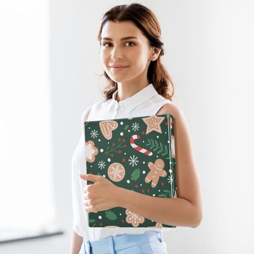 Image of Christmas Gingerbread Snowflakes 3 Ring Binder with 2 Interior Pockets 1.5 inch Binders 3 Ring Heavy Duty Fit 8.5 inch x 11 inch Letter Size for Office School, 2 Pack