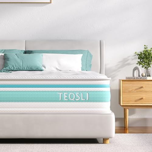 TeQsli Double Mattress, 4FT6 7-Zone Gel Memory Foam, 10 Inch Pocket Sprung Hybrid Orthopedic...