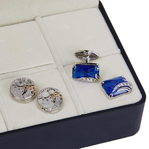 menolana 6 compartimentos pretos de poliuretano, abotoaduras/clipe de gravata, caixa de armazenament