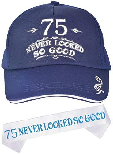 75th Birthday Gifts for Men, 75th Birthday Hat and Sash Men, 75 Never