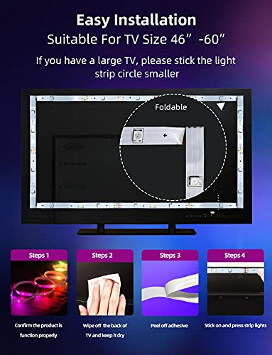 Image of ELEPHANTBOAT 3M LED Lights for TV Led Backlight TV Lights 32-60inch TV, RGBIC USB Led Strip Lights for TV Led Lights Sync with Music Bluetooth APP Control Led Strip Lights for Bedroom