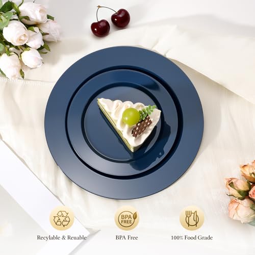 Image of Goodluck 200PCS Navy Blue Plastic Plates, Disposable Blue Plates