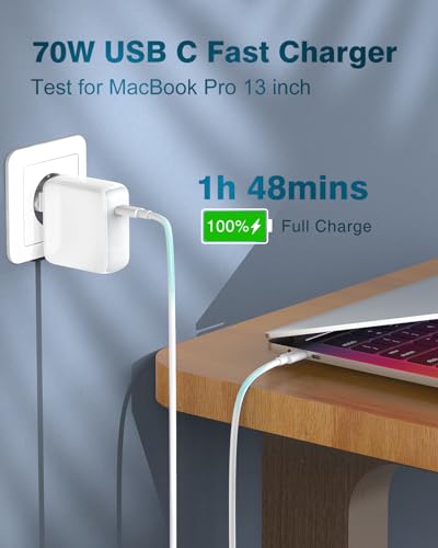 Cargador USB C 70W con cable de 2 metros para MacBook Air Pro e iPad 2