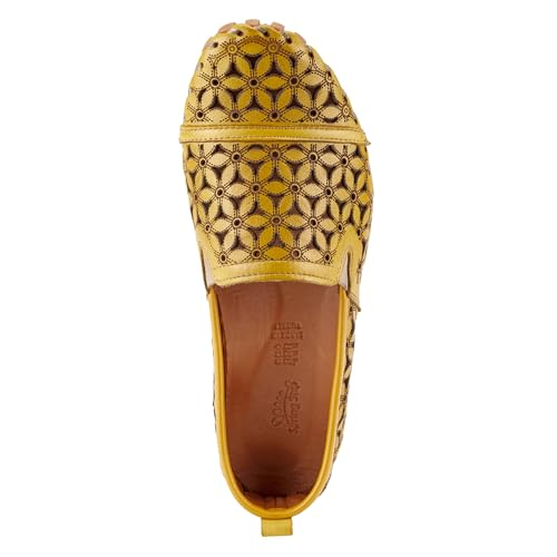Image of Spring Step Flowerflow Shoes for Women - Leather Womens Loafer with Floral Laser Cutout - Comfortale Slip-On Shoes for Womens