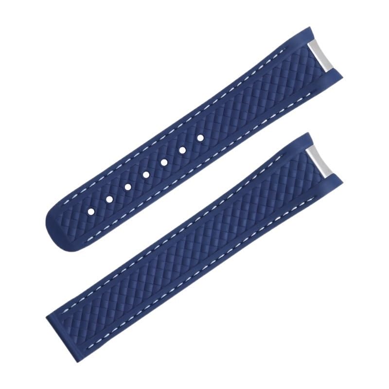 RORFFK Correa de reloj de goma fluorada de 20mm y 21mm para correa Omega AQUA TERRA 150M AT150, correas de reloj ultraligeras con cierre plegable de 43mm y 41mm(Blue No buckle,21mm)