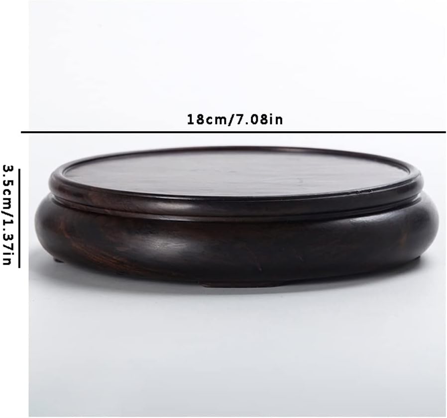 Bonsai Pedestal Vase Pedestal Stands Bonsai Display Stand Wood Vase Base for Flower Pot FishTank Strange Stone Buddha Statue Round Ornament Base Crafts Wood Base Planter Stand Plant Holder(18cm)