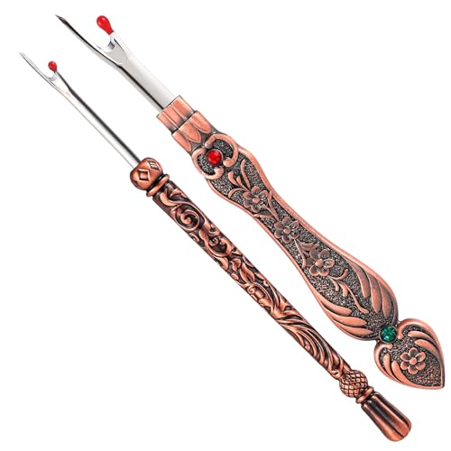 2Pcs Metal Seam Ripper Set, European Vintage Carved Handle Stitch Ripper, Sharp Seam Ripper Tool for Sewing with Storage Cases, Durable and Handy Crafting Removing Threads Tools