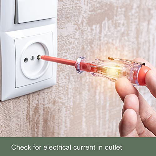 Image of YOKIVE 2 Pcs Voltage Circuit Tester, 3mm Slotted Screwdriver, Great for Office, Art, Home, Daily Use (AC 100-500V, Red)