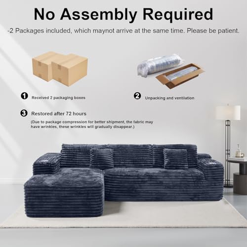 Cloud Sectional Couch with L-Shape Chaise, Modern Modular Sofa with Deep Seat, Built-in Cup Holder & Storage Pocket for Living Room Bedroom, No Assembly Required (Dark Gray, Left Sitting Chaise) - Thumbnail 5