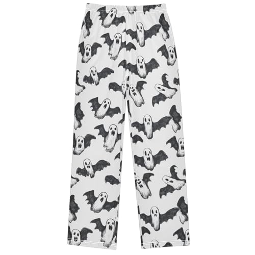 Boy's Pants Cute Ghost Pattern Jogger Pants Elastic Waist Long Bottoms Trousers with Pockets 6-14 Years