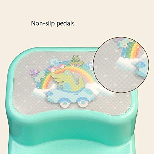 Trittschemel, Kinder Hände Waschen Bank Fußbank Rutschhemmendem Kunststoff Trittschemel Kindergarten Baby-Klein Bench Hocker, Grün, Rosa,Grün