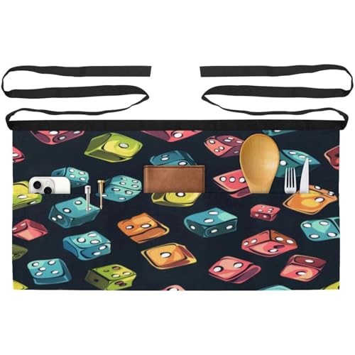 Demi-tablier pour cuisine et pâtisserie lot de 3 tabliers courts à poches multicolores