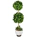 Deco 79 Faux Foliage Boxwood Ball Topiary with White Cement Pot, 9