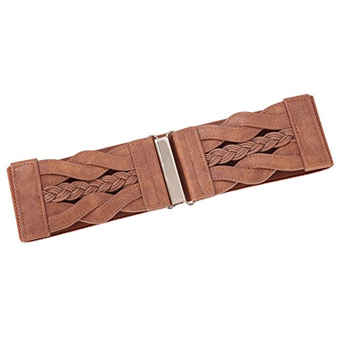 Women Plus Size Elastic Band Belt Metal Buckle Waistband (Brown, Xl) #TOP5