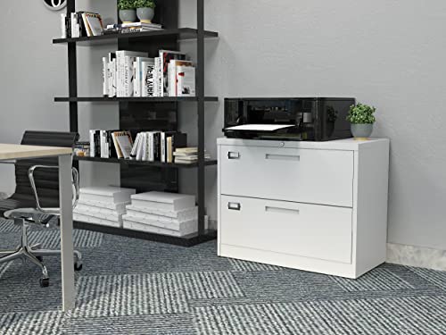 Bynsoe 2 Drawer Lateral File Cabinet Metal Filing Storage Cabinet With Lock Office Home Steel File Cabinet For A4 Legal/Letter Size File Cabinet Locked,Assembly Required (2 Drawer, White) #TOP1