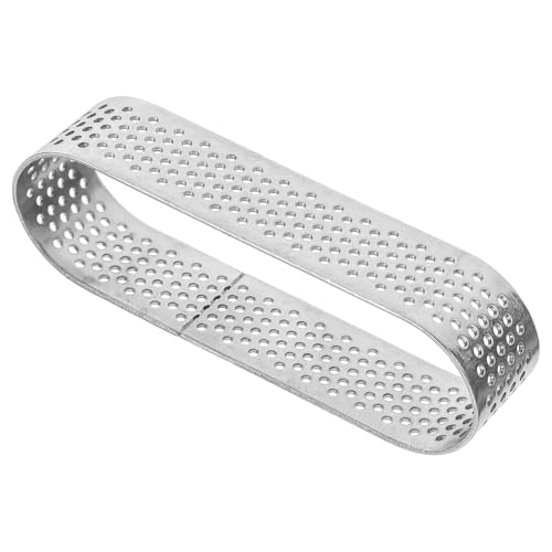 OFFSCH Oval Tartlet Mold 9.4cm Perforated Stainless Steel Mousse Ring Cake Mold for Fruit Pies and Tiramisu Baking