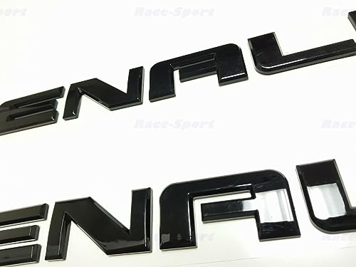 Image of 2X Denali HD Side Door Tailgate Letter Nameplate Emblem Badge 3D Replacement for Denali (Gloss Black)