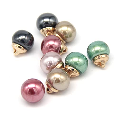 Usosou 10Mm Round Green Faux Pearl Buttons With Gold Metal Shank, For Clothes, Shirts, Skirts, Wedding Dresses, Diy Crafts, Handmade Sewing Accessories(20Pcs 10Mm(3/8”)) #TOP4