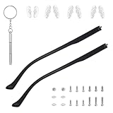 DOPENSPI 1 Pair Glasses Arm Replacement, Black Eyeglasses Repair Kit with Screws Washers Screwdriver Nose Pads Eyeglass Arms Replacement Temple Arms 6mm for Glass Sunglasses Convex Single Teeth 1.2mm