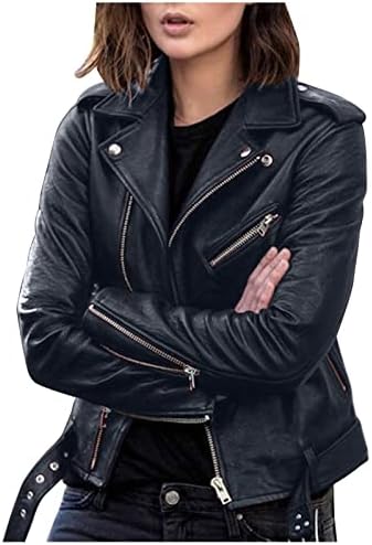 Leren damesjack korte lange mouwen lederlook jas met